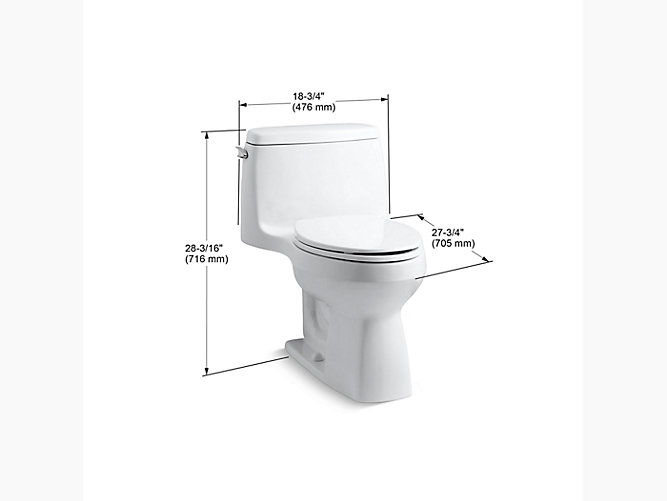 Santa Rosa Comfort Height One Piece 1 28 Gpf Toilet K 3810 Kohler - How To Measure For A Kohler Toilet Seat